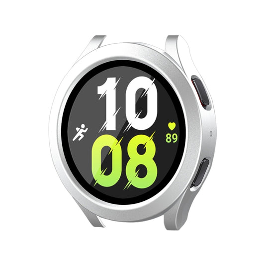 For Samsung Galaxy Watch4/5 44mm ENKAY Hat-Prince Waterproof Full Coverage PC Frame + 9H Tempered Glass Case(Matte Silver) - Watch Cases by ENKAY | Online Shopping UK | buy2fix
