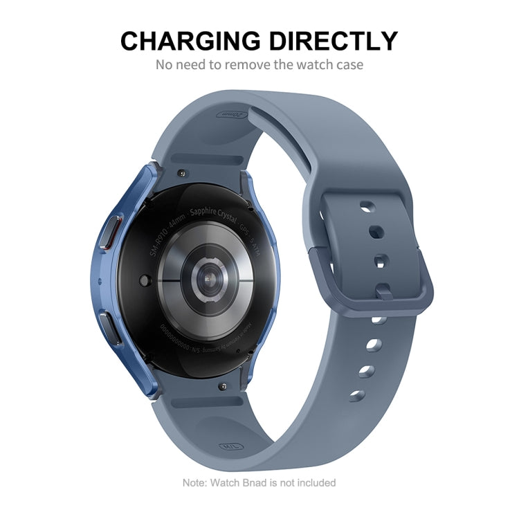 For Samsung Galaxy Watch4/5 44mm ENKAY Hat-Prince Waterproof Full Coverage PC Frame + 9H Tempered Glass Case(Matte Silver) - Watch Cases by ENKAY | Online Shopping UK | buy2fix