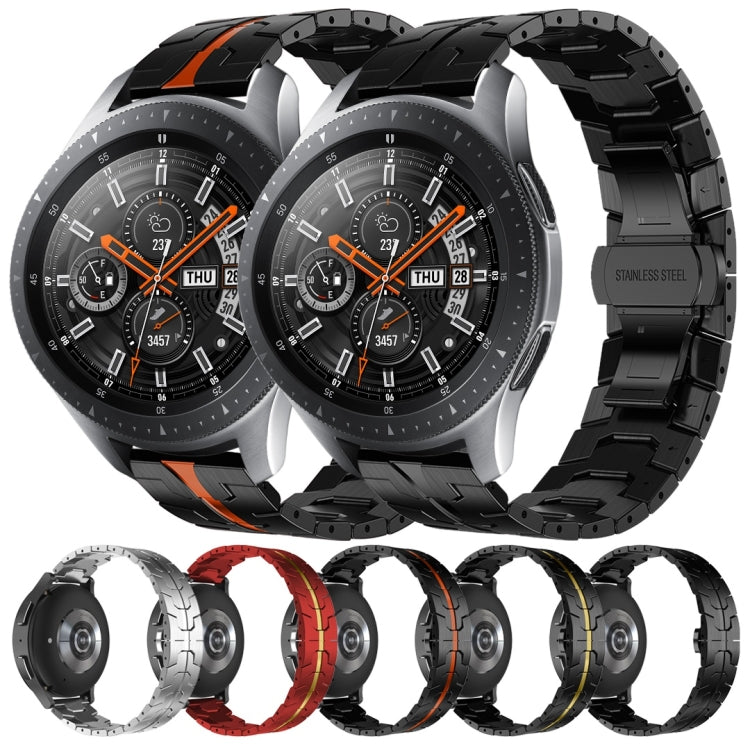 For Samsung Galaxy watch 46mm Armor Stainless Steel Metal Watch Band(Black+Red) - Watch Bands by buy2fix | Online Shopping UK | buy2fix