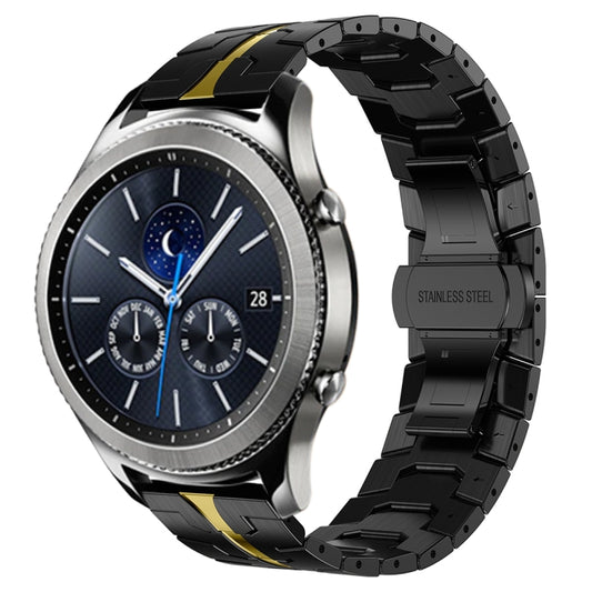 For Samsung Gear S3 Classic Armor Stainless Steel Metal Watch Band(Black+Gold) - Watch Bands by buy2fix | Online Shopping UK | buy2fix