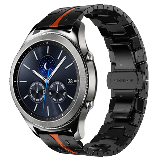 For Samsung Gear S3 Classic Armor Stainless Steel Metal Watch Band(Black+Red) - Watch Bands by buy2fix | Online Shopping UK | buy2fix