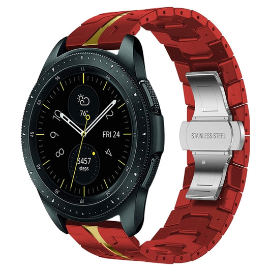 For Samsung Galaxy watch 42mm Armor Stainless Steel Metal Watch Band(Red+Gold) - Watch Bands by buy2fix | Online Shopping UK | buy2fix