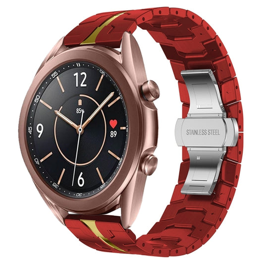 For Samsung Galaxy Watch3 41mm Armor Stainless Steel Metal Watch Band(Red+Gold) - Watch Bands by buy2fix | Online Shopping UK | buy2fix
