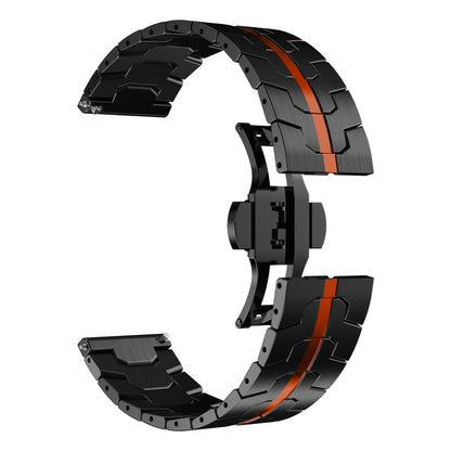 For Samsung Galaxy Gear Sport Armor Stainless Steel Metal Watch Band(Black+Red) - Watch Bands by buy2fix | Online Shopping UK | buy2fix
