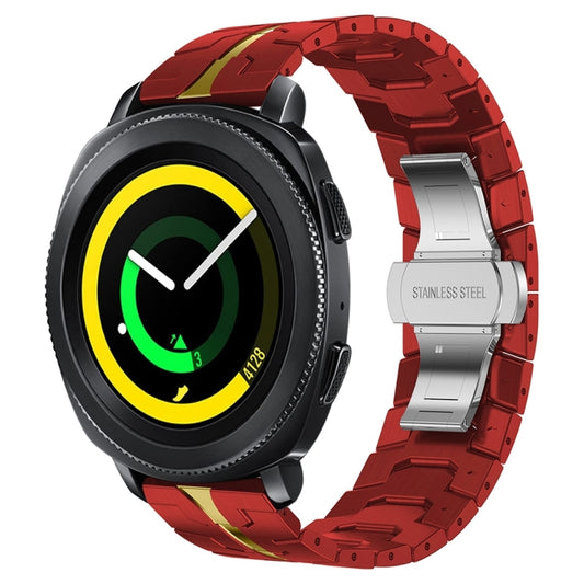 For Samsung Galaxy Gear Sport Armor Stainless Steel Metal Watch Band(Red+Gold) - Watch Bands by buy2fix | Online Shopping UK | buy2fix