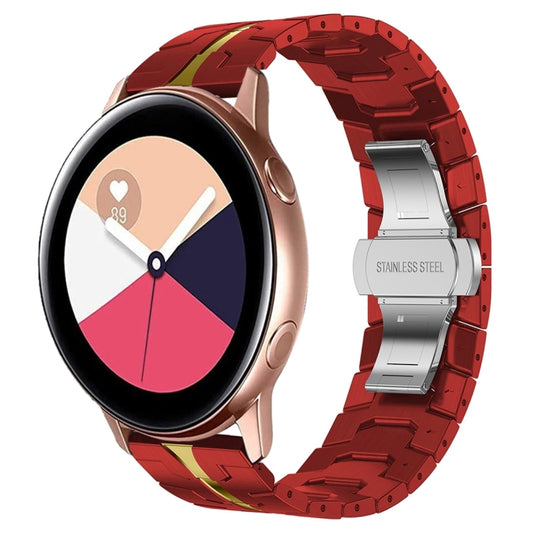 For Samsung Galaxy Watch Active Armor Stainless Steel Metal Watch Band(Red+Gold) - Watch Bands by buy2fix | Online Shopping UK | buy2fix