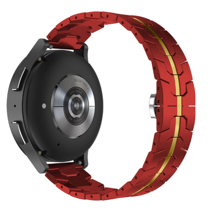 For Samsung Galaxy Watch Active Armor Stainless Steel Metal Watch Band(Red+Gold) - Watch Bands by buy2fix | Online Shopping UK | buy2fix