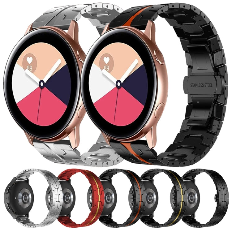 For Samsung Galaxy Watch Active Armor Stainless Steel Metal Watch Band(Black+Red) - Watch Bands by buy2fix | Online Shopping UK | buy2fix