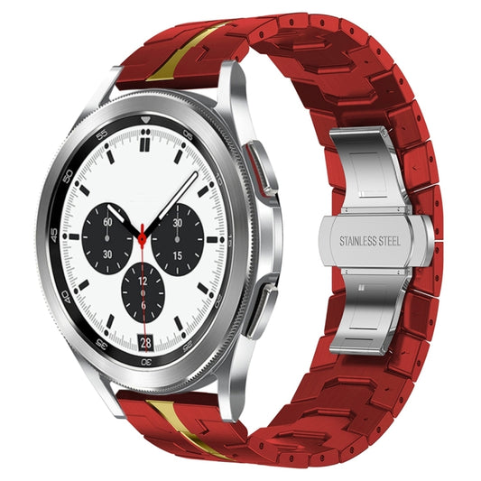 For Samsung Galaxy Watch4 / Watch4 Classic Armor Stainless Steel Metal Watch Band(Red+Gold) - Watch Bands by buy2fix | Online Shopping UK | buy2fix