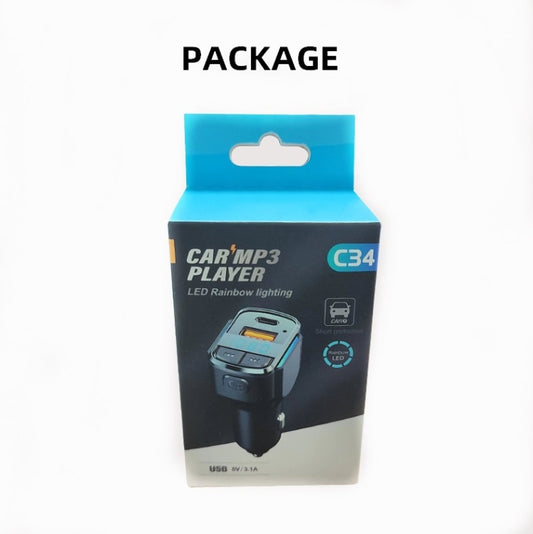 C34 Car Bluetooth 5.0 Charger FM Transmitter Cigarette lighter MP3 Music Player - Bluetooth Car Kits by buy2fix | Online Shopping UK | buy2fix