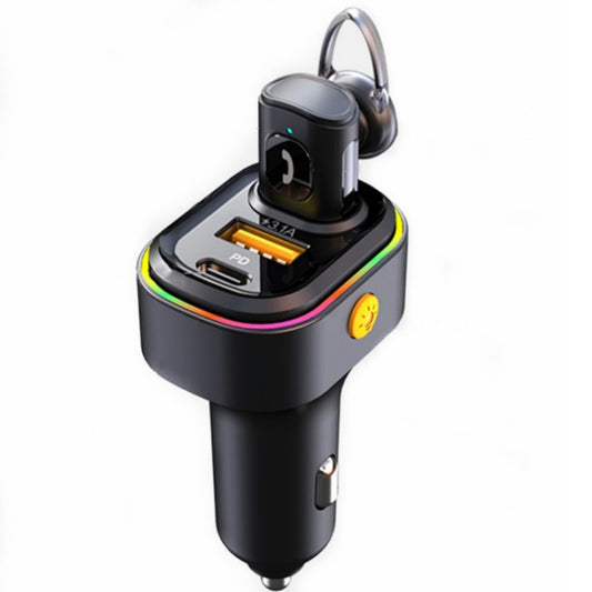 V15 Car Bluetooth With PD Fast Charger Adapter Microphone Wireless Noise Reduction Bluetooth Headset - Bluetooth Car Kits by buy2fix | Online Shopping UK | buy2fix
