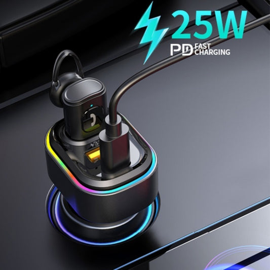 V15 Car Bluetooth With PD Fast Charger Adapter Microphone Wireless Noise Reduction Bluetooth Headset - Bluetooth Car Kits by buy2fix | Online Shopping UK | buy2fix