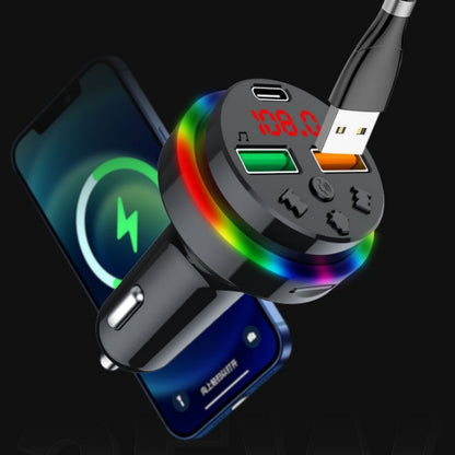 PDF15 FM Transmitter Bluetooth 5.0 Handsfree Car Kit Audio MP3 Player - Bluetooth Car Kits by buy2fix | Online Shopping UK | buy2fix