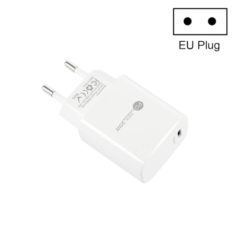 PD11 Mini Single Port PD3.0 USB-C / Type-C 20W Fast Charger for iPhone / iPad Series, EU Plug(White) by buy2fix