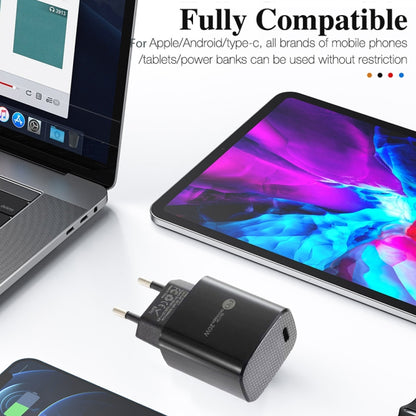 PD11 Single PD3.0 USB-C / Type-C 20W Fast Charger with 1m Type-C to 8 Pin Data Cable, EU Plug(White) by buy2fix