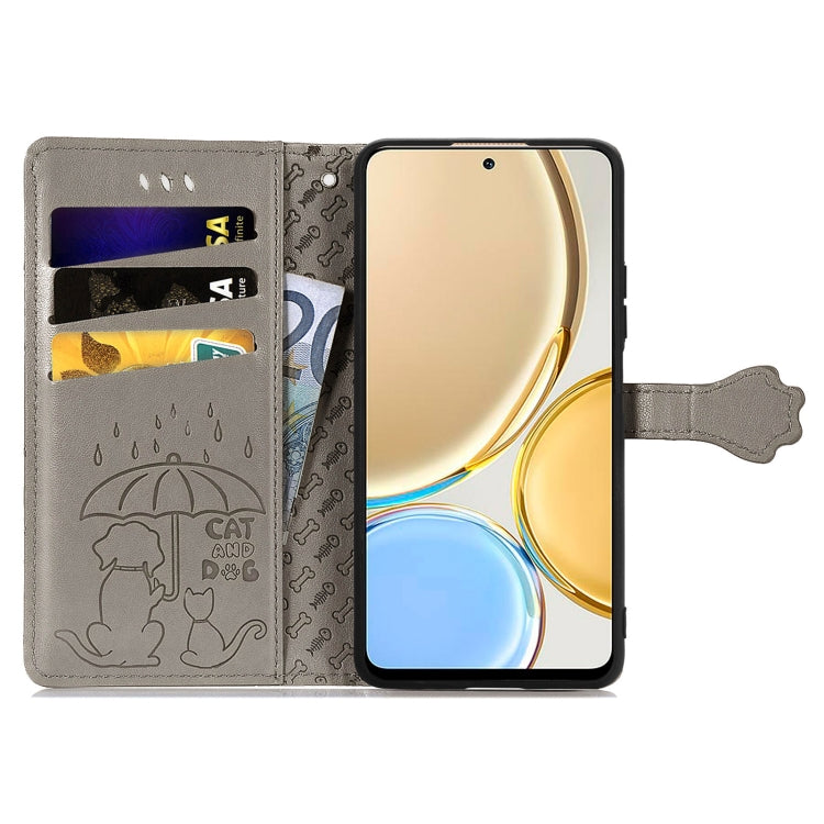 For Huawei Nova Y90 Cute Cat and Dog Embossed Leather Phone Case(Gray) - Huawei Cases by buy2fix | Online Shopping UK | buy2fix
