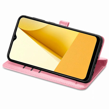 For vivo Y16 Cat and Dog Embossed Leather Phone Case(Pink) - vivo Cases by buy2fix | Online Shopping UK | buy2fix