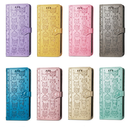 For vivo Y16 Cat and Dog Embossed Leather Phone Case(Pink) - vivo Cases by buy2fix | Online Shopping UK | buy2fix