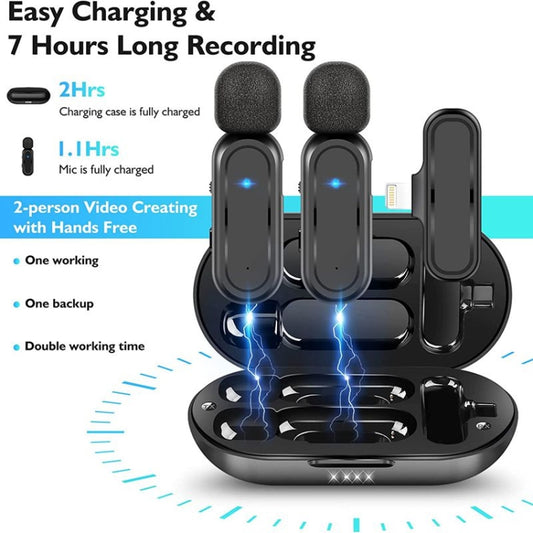 One by Two Wireless Lavalier Microphone Wireless Noise Reduction Microphone with Charging Case, Port: 8 Pin - Microphone by buy2fix | Online Shopping UK | buy2fix