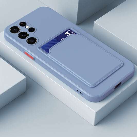 For Samsung Galaxy S23 Ultra 5G Skin Feel Card TPU Contrast Color Button Phone Case(Gray) - Galaxy S23 Ultra 5G Cases by buy2fix | Online Shopping UK | buy2fix