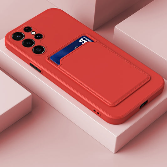 For Samsung Galaxy S23 Ultra 5G Skin Feel Card TPU Contrast Color Button Phone Case(Red) - Galaxy S23 Ultra 5G Cases by buy2fix | Online Shopping UK | buy2fix