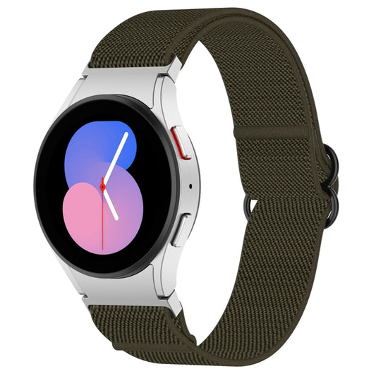 For Samsung Galaxy Watch 5 44mm Nylon Stretch Black Buckle Watch Band(Green) - Watch Bands by buy2fix | Online Shopping UK | buy2fix