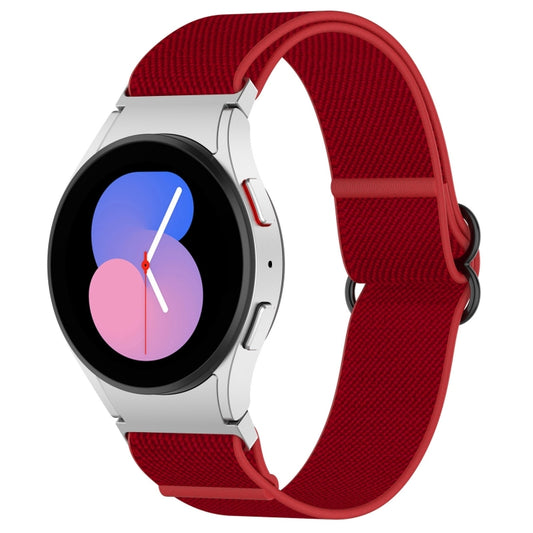 For Samsung Galaxy Watch 5 40mm Nylon Stretch Black Buckle Watch Band(Red) - Watch Bands by buy2fix | Online Shopping UK | buy2fix