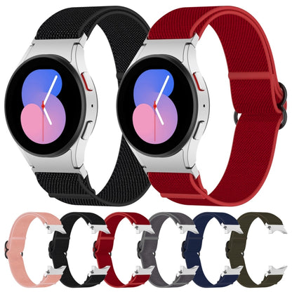 For Samsung Galaxy Watch 5 40mm Nylon Stretch Black Buckle Watch Band(Red) - Watch Bands by buy2fix | Online Shopping UK | buy2fix