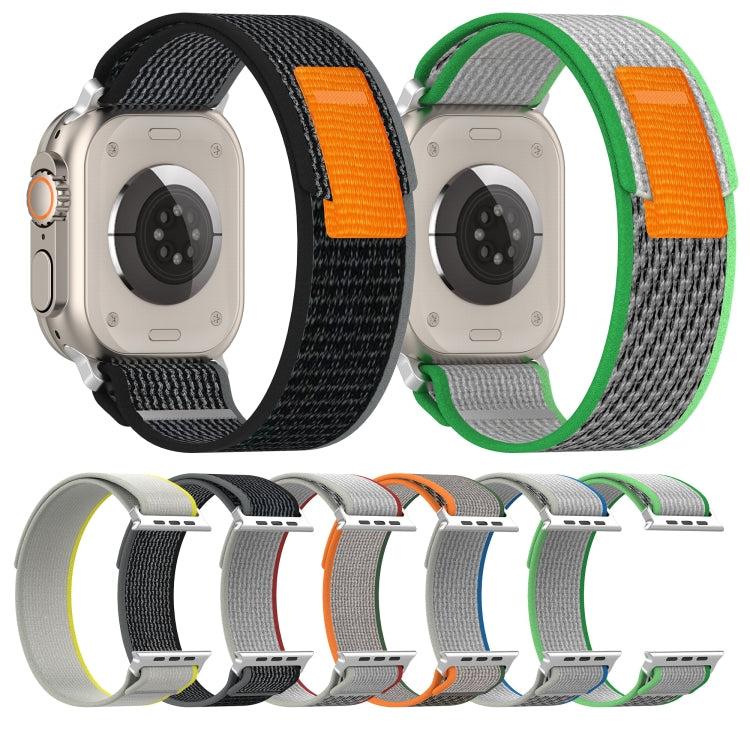 Double Color Nylon Hook and Loop Fastener Watch Band For Apple Watch Ultra 49mm(Green+Dark Green) by buy2fix