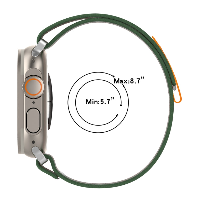 Double Color Nylon Hook and Loop Fastener Watch Band For Apple Watch Ultra 49mm(Green+Dark Green) by buy2fix