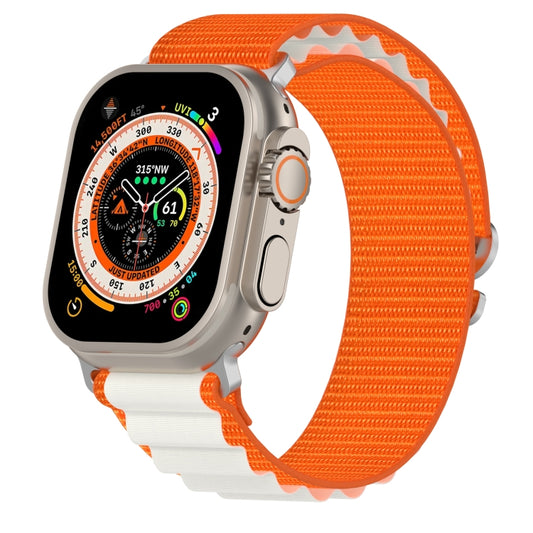 Double Color Nylon Watch Band For Apple Watch Ultra 49mm(Orange+Starlight) - Watch Bands by buy2fix | Online Shopping UK | buy2fix