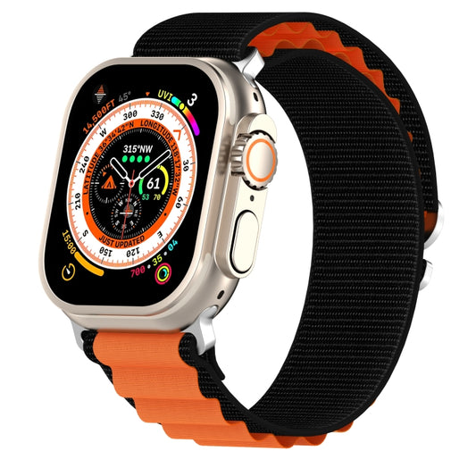 Double Color Nylon Watch Band For Apple Watch Ultra 49mm(Black+Orange) by buy2fix