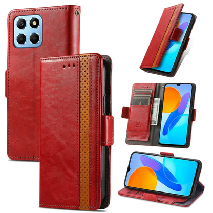 For Honor X8 5G CaseNeo Splicing Dual Magnetic Buckle Leather Phone Case(Red) by buy2fix