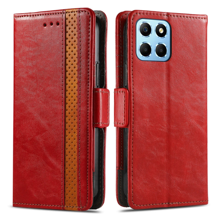 For Honor X8 5G CaseNeo Splicing Dual Magnetic Buckle Leather Phone Case(Red) by buy2fix