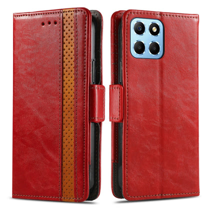 For Honor X8 5G CaseNeo Splicing Dual Magnetic Buckle Leather Phone Case(Red) by buy2fix