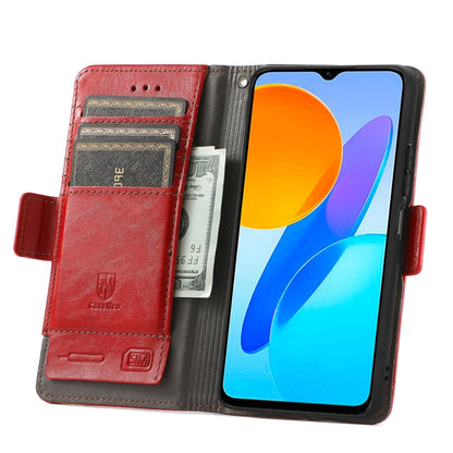 For Honor X8 5G CaseNeo Splicing Dual Magnetic Buckle Leather Phone Case(Red) by buy2fix