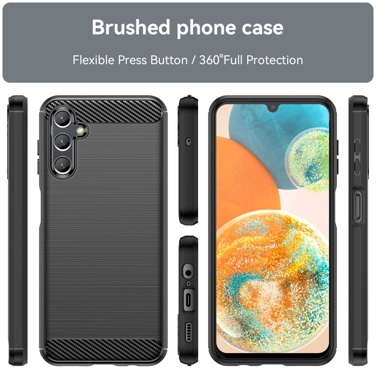 For Samsung Galaxy A14 4G Brushed Texture Carbon Fiber TPU Phone Case(Black) by buy2fix