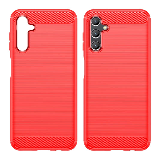 For Samsung Galaxy A14 4G Brushed Texture Carbon Fiber TPU Phone Case(Red) by buy2fix
