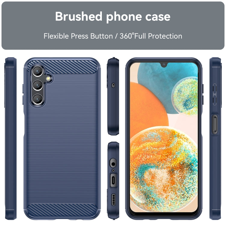 For Samsung Galaxy A14 4G Brushed Texture Carbon Fiber TPU Phone Case(Blue) by buy2fix