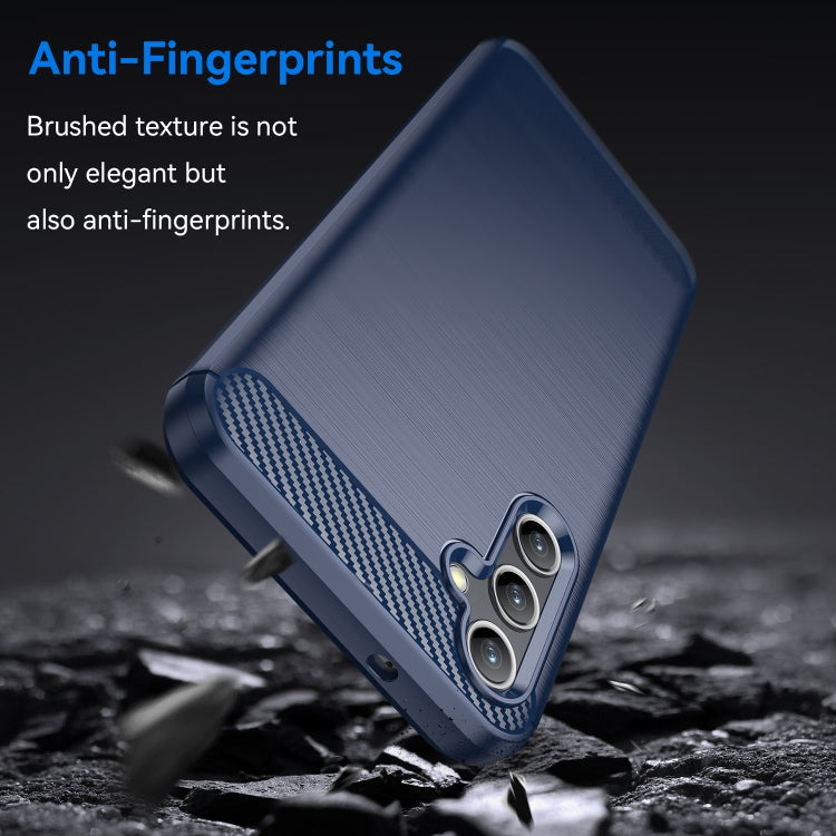 For Samsung Galaxy A14 4G Brushed Texture Carbon Fiber TPU Phone Case(Blue) by buy2fix