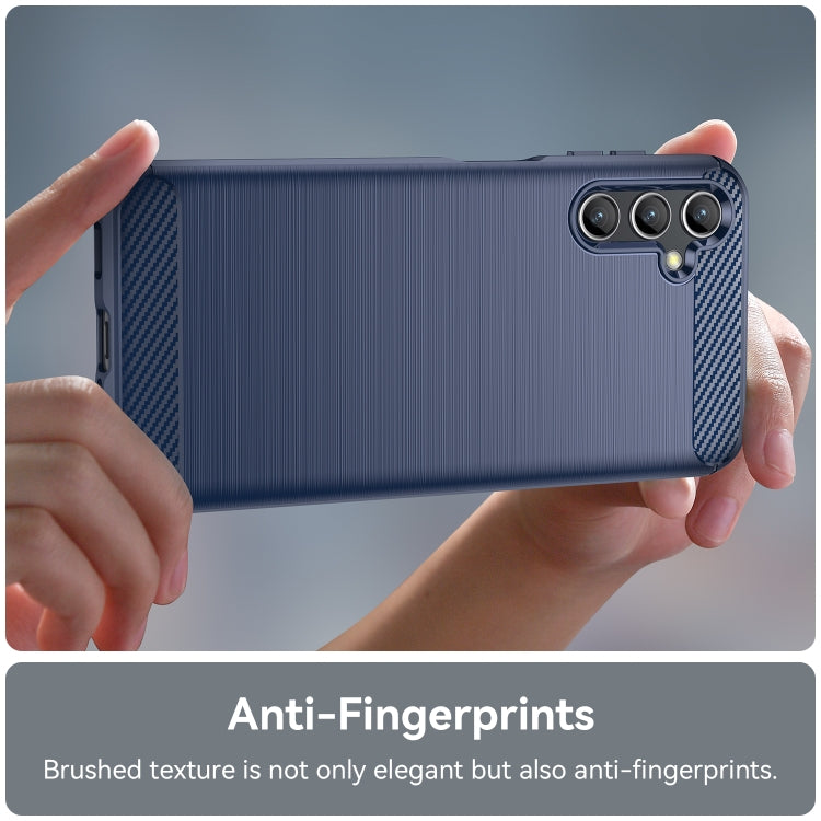For Samsung Galaxy A14 4G Brushed Texture Carbon Fiber TPU Phone Case(Blue) by buy2fix