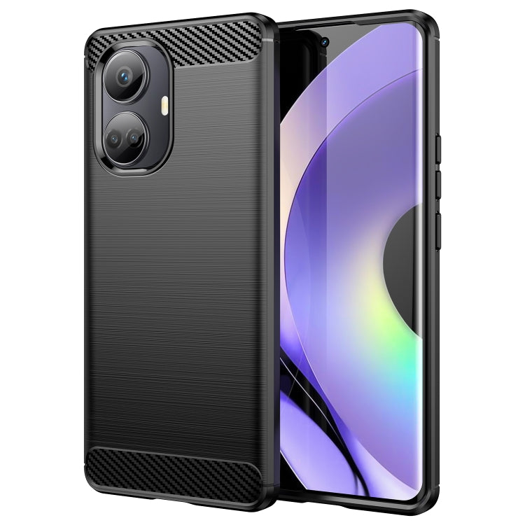 For Realme 10 Pro+ Brushed Texture Carbon Fiber TPU Phone Case(Black) by buy2fix