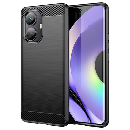 For Realme 10 Pro+ Brushed Texture Carbon Fiber TPU Phone Case(Black) by buy2fix