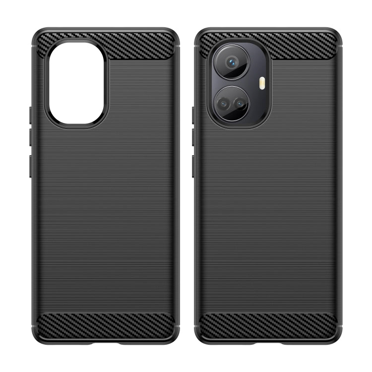 For Realme 10 Pro+ Brushed Texture Carbon Fiber TPU Phone Case(Black) by buy2fix