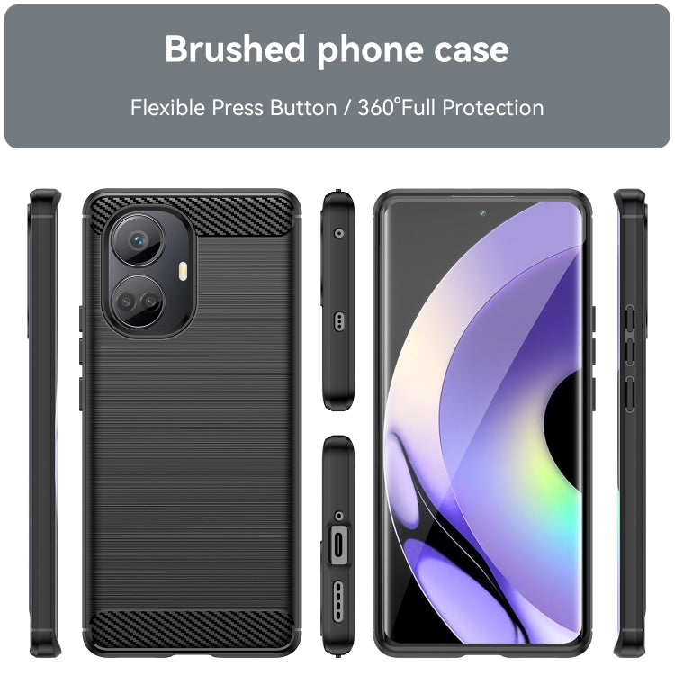 For Realme 10 Pro+ Brushed Texture Carbon Fiber TPU Phone Case(Black) by buy2fix