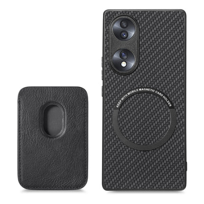 For Honor 70 Carbon Fiber Leather Card Magsafe Case(Black) - Honor Cases by buy2fix | Online Shopping UK | buy2fix