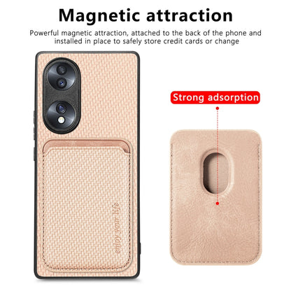 For Honor 70 Carbon Fiber Leather Card Magsafe Case(Khaki) - Honor Cases by buy2fix | Online Shopping UK | buy2fix