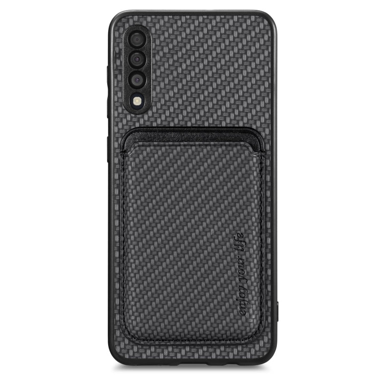 For Samsung Galaxy A50 Carbon Fiber Leather Card Magsafe Case(Black) by buy2fix