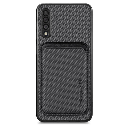 For Samsung Galaxy A50 Carbon Fiber Leather Card Magsafe Case(Black) by buy2fix