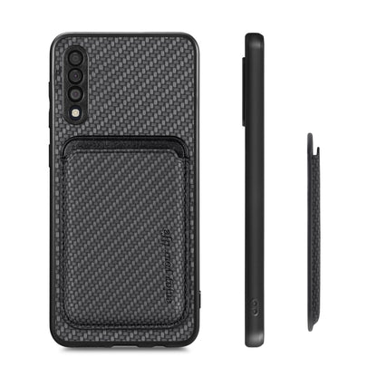 For Samsung Galaxy A50 Carbon Fiber Leather Card Magsafe Case(Black) by buy2fix